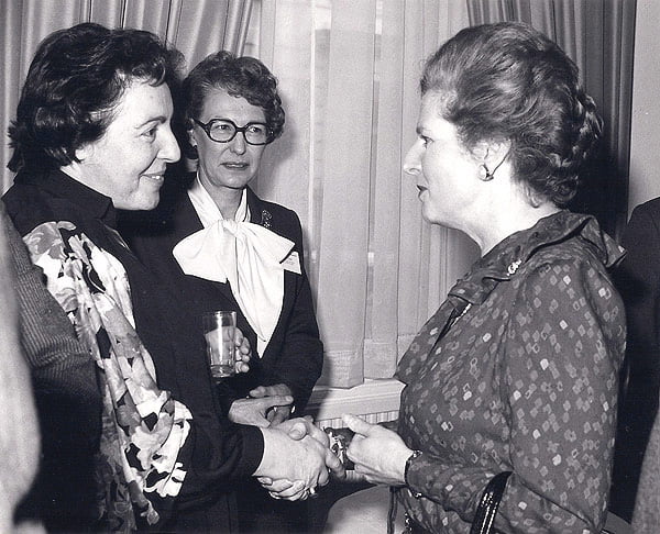 Stephanie Shirley och Margaret Thatcher.